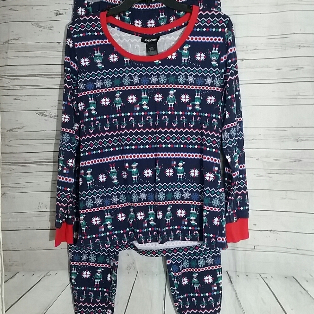 🌻JOE BOXER Navy Holiday Pajama Set Boys L